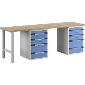 eurokraft pro Banco de trabajo, sistema modular Serie 7, 8 cajones, extra ancho, A x P 2500 x 700 mm