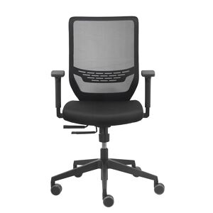 TrendOffice Silla giratoria de oficina TO-SYNC, con brazos y ruedas universales, respaldo de malla, negro