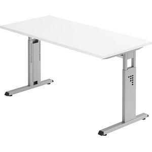 kaiserkraft Escritorio Mini-Office C, armazón de pata en C en aluminio blanco, anchura 1400 mm, blanco