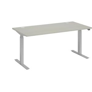 kaiserkraft Escritorio BOTTOM-UP, de altura regulable eléctricamente, recto, A x P 1600 x 800 mm, gris luminoso/plateado