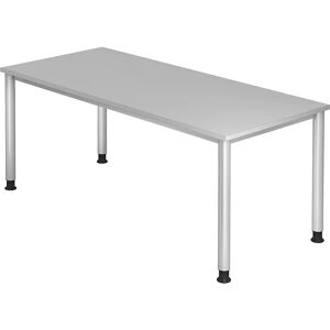 kaiserkraft Escritorio, A x P 1800 x 800 mm, 4 patas de tubo redondo, gris luminoso