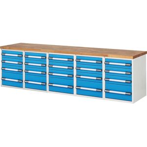 eurokraft pro Banco de trabajo, sistema modular Serie 7, 20 cajones, A x P 3000 x 700 mm