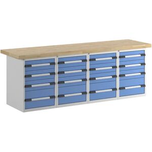 eurokraft pro Banco de trabajo, sistema modular Serie 7, 16 cajones, A x P 2500 x 700 mm