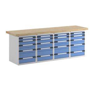 eurokraft pro Banco de trabajo, sistema modular Serie 7, 20 cajones, A x P 2500 x 700 mm