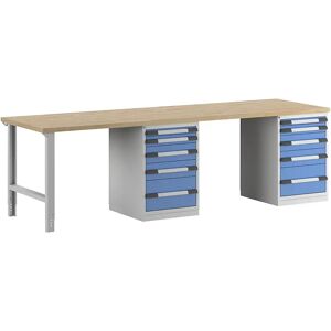 eurokraft pro Banco de trabajo, sistema modular Serie 7, 10 cajones, extra ancho, A x P 3000 x 900 mm