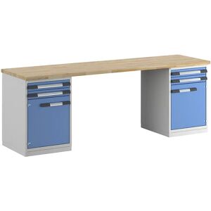 eurokraft pro Banco de trabajo, sistema modular Serie 7, 4 cajones, 2 puertas, A x P 2500 x 700 mm