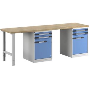 eurokraft pro Banco de trabajo, sistema modular Serie 7, 4 cajones, 2 puertas, extra ancho, A x P 2500 x 700 mm