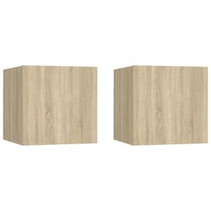 vidaXL Mesitas noche 2 uds madera ingeniería roble Sonoma 30,5x30x30cm