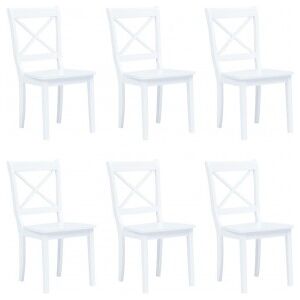 vidaXL Sillas De Comedor 6 Unidades Madera Maciza De Caucho Blanco