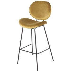 Maisons du Monde Silla de bar de terciopelo ocre y metal negro H73