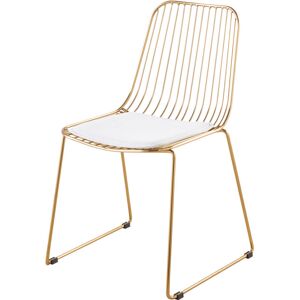 Maisons du Monde Silla de metal dorado con cojín blanco