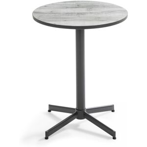 Oviala Mesa de jardín bistro redonda de cerámica con efecto madera ø60 x 72cm