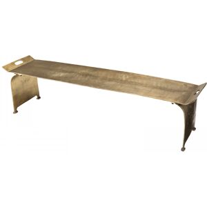 MACABANE Mesa de centro rectangular de aluminio dorado de 163 cm