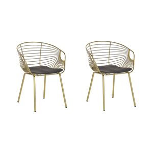 Beliani Conjunto de 2 sillas de metal dorado negro
