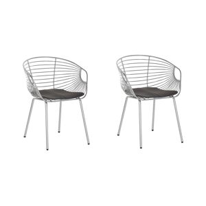 Beliani Conjunto de 2 sillas de metal plateado negro