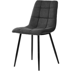 Koketto Home Silla comedor tapizada en gris oscuro y patas metálicas negras