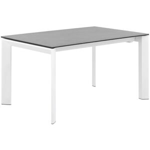 Koketto Home Mesa de comedor 160 extensible tapa porcelanica gris y patas blanco