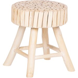 Beliani Mesa de noche de madera de teca clara   35 cm