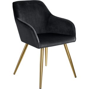 Tectake Silla aterciopelada marilyn oro poliuretano negro/oro