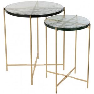 LANADECO Set de 2 mesa auxiliares obi cristal/metal