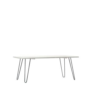 Klast Home Mesa de centro fija de madera reciclada y metal blanco 110 x 45 cm