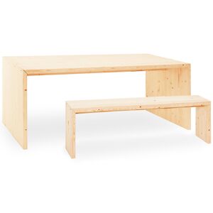 Decowood Pack mesa comedor y banco de madera maciza natural de 200x75cm