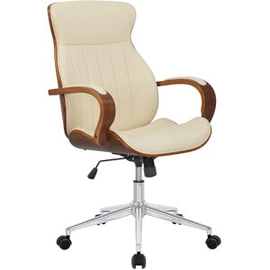 CLP Silla de oficina giratoria regulable en simil cuero nogal/crema