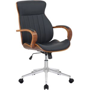 CLP Silla de oficina giratoria regulable en simil cuero nogal/negro