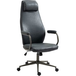 CLP Silla de oficina giratorio ergonómico en simil cuero negro antiguo