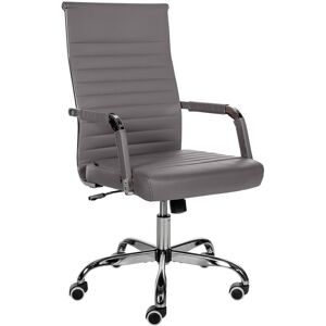 CLP Silla de oficina giratoria regulable en simil cuero gris