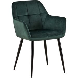 CLP Silla de comedor con reposabrazos en terciopelo verde