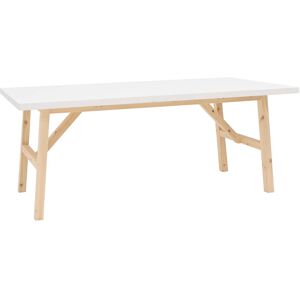 Decowood Mesa de comedor de madera maciza en tono blanco de 120x75cm