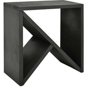 Decowood Mesita de noche o auxiliar de madera maciza en tono negro de 50x50cm