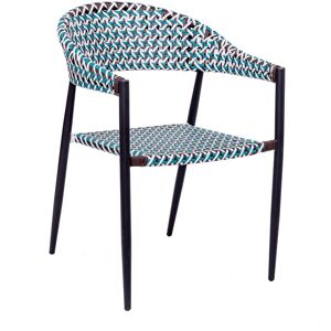 LolaHome Silla de jardín trenzada Nadia de rattan sintético y aluminio azul