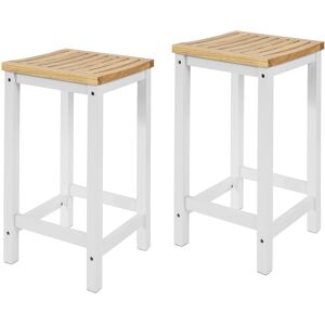 SoBuy Taburetes de bar x2 cuadrado madera blanco