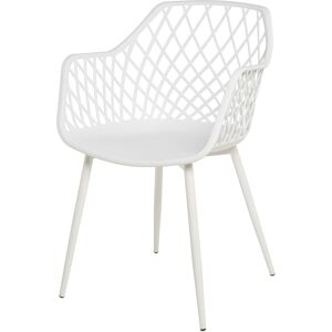 Koketto Home Silla de polipropileno blanco con reposabrazos y patas metalicas