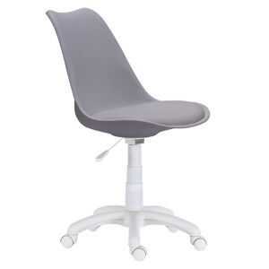 Home Heavenly Silla escritorio asiento ergonómico tapizado polipiel gris