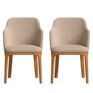 Hannun 2 sillas con tela hecha a mano en color marrón claro