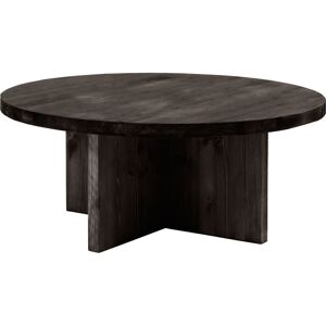 Decowood Mesa de centro redonda de madera maciza acabado negro de ø60x33,2cm