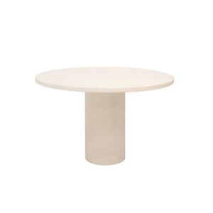 Decowood Mesa de comedor redonda de microcemento en tono blanco roto 140x75cm