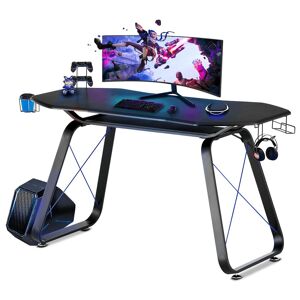 Mc HAUS Mesa gaming ergonómica con portavasos y color azul