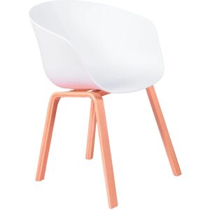 Nest dream Silla con asiento de plástico y patas de madera de haya, blanco