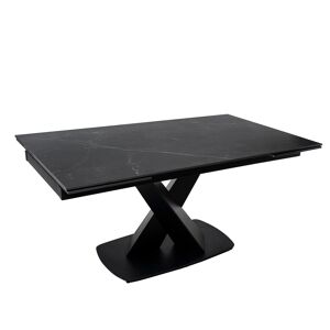 Koketto Home Mesa extensible porcelánica negra con pata central negra de 180