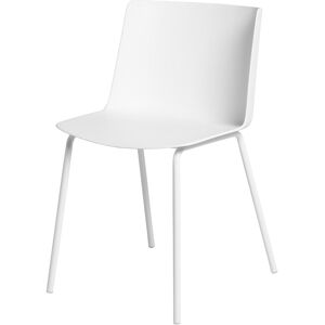 Koketto Home Silla en polipropileno blanco, respaldo ergonomico y patas metalicas