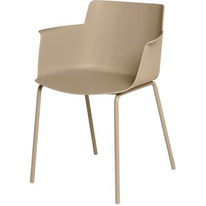 Koketto Home Silla beige con respaldo ergonomico, reposabrazos y patas metalicas