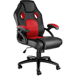 Tectake Silla de oficina racing mike poli piel negro/rojo