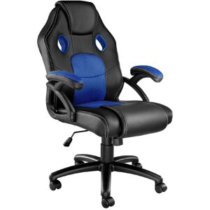 Tectake Silla de oficina racing mike poli piel negro/azul