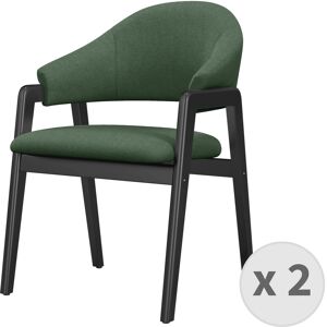 Moloo Silla de tela verde y madera negra (x2)