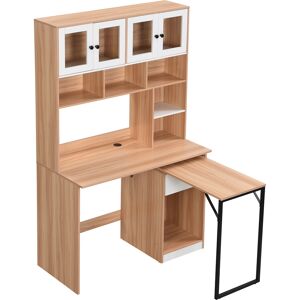 Urban Meuble Mueble escritorio giratorio blanco efecto madera natural 180cm