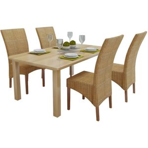 vidaXL Sillas de comedor 4 unidades ratán natural marrón